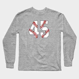 Baseball Number 45 #45 Baseball Shirt Jersey Favorite Player Biggest Fan Long Sleeve T-Shirt